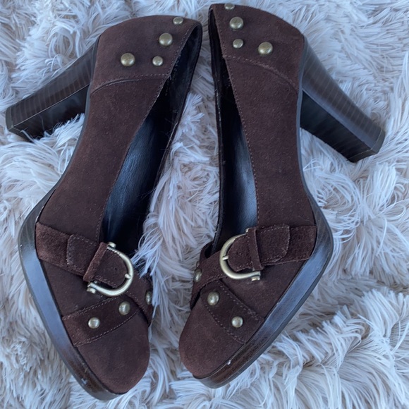 MIA brown suede studded platform heels size 6 - Picture 7 of 12